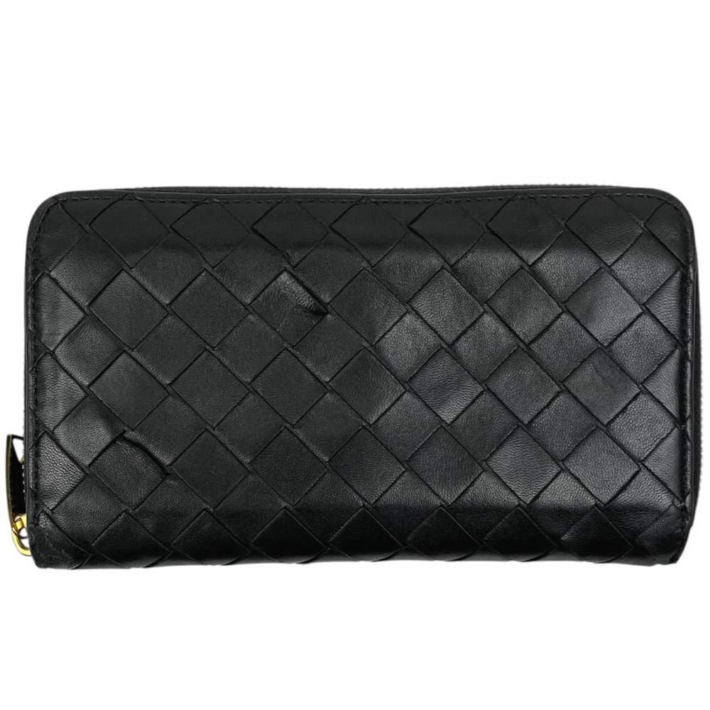 Bottega Veneta Intrecciato Round Zip Long Wallet Leather Black